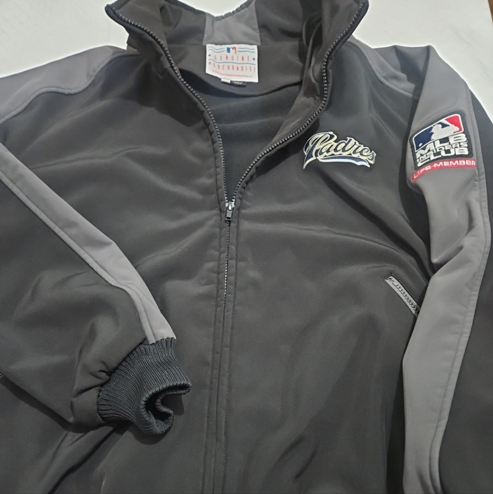 San Diego Padres Genuine Merchandise Black and Gray Zip-Up Jacket Sz XXL